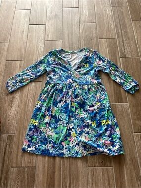 Lilly Pulitzer Girls Blue Floral Long Sleeve Dress